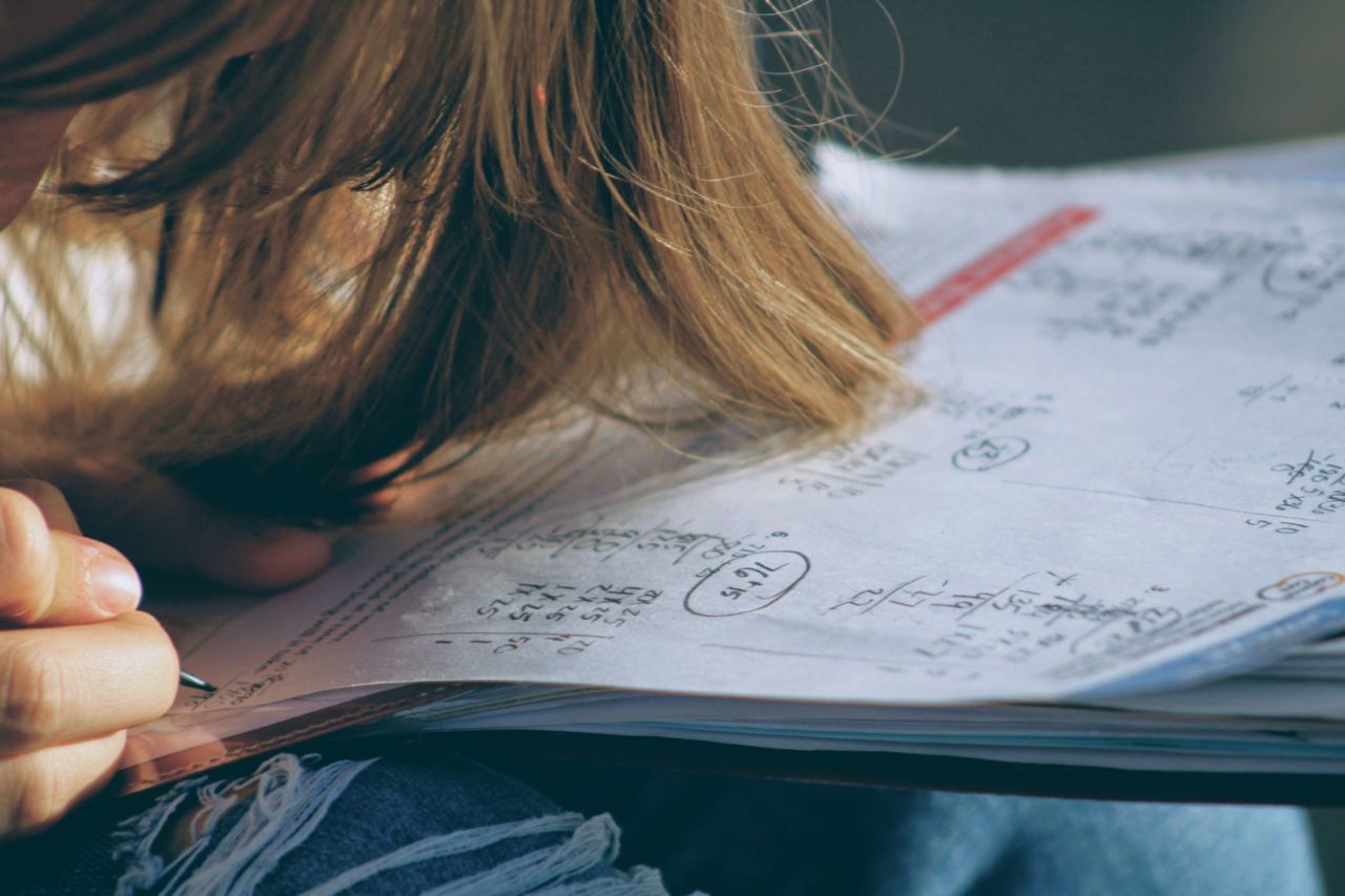 girl working on math problem