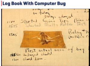 Log Book with actual computer bug.