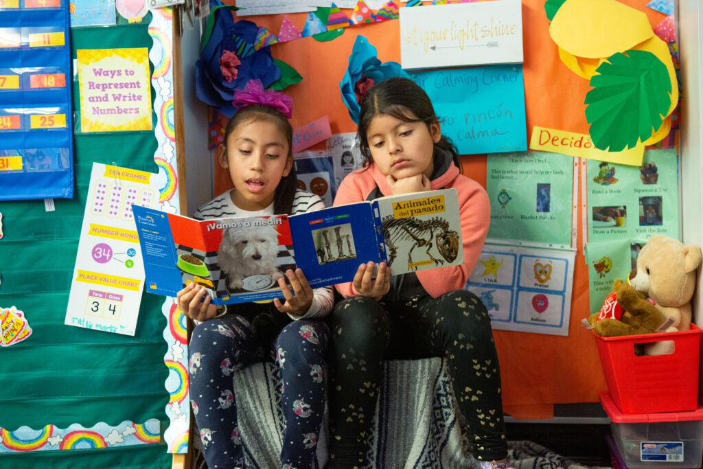 Two students reading.