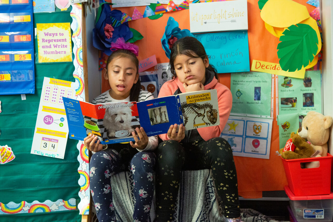 Two students reading.