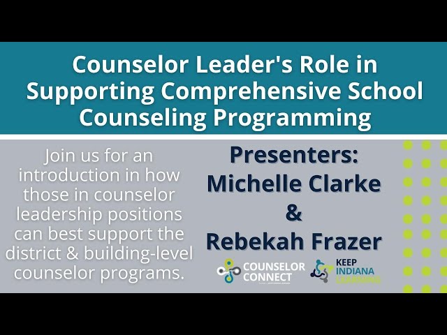 Are you in a leadership role at the district- or building-level with oversight for school counseling? Are you having difficulty understanding how to best support the development of comprehensive school counseling programming? Where should you start? How do you fit in the process? What should you prioritize and how do you help your counselors to do the same? Join us for an introduction into how those serving in counselor leadership positions can best support the district and building-level counselor programs!

Presenters: 
Rebekah Frazer, School Counseling Specialist, IDOE
Michelle Clarke, Director of Student, School, and Family Engagement, IDOE